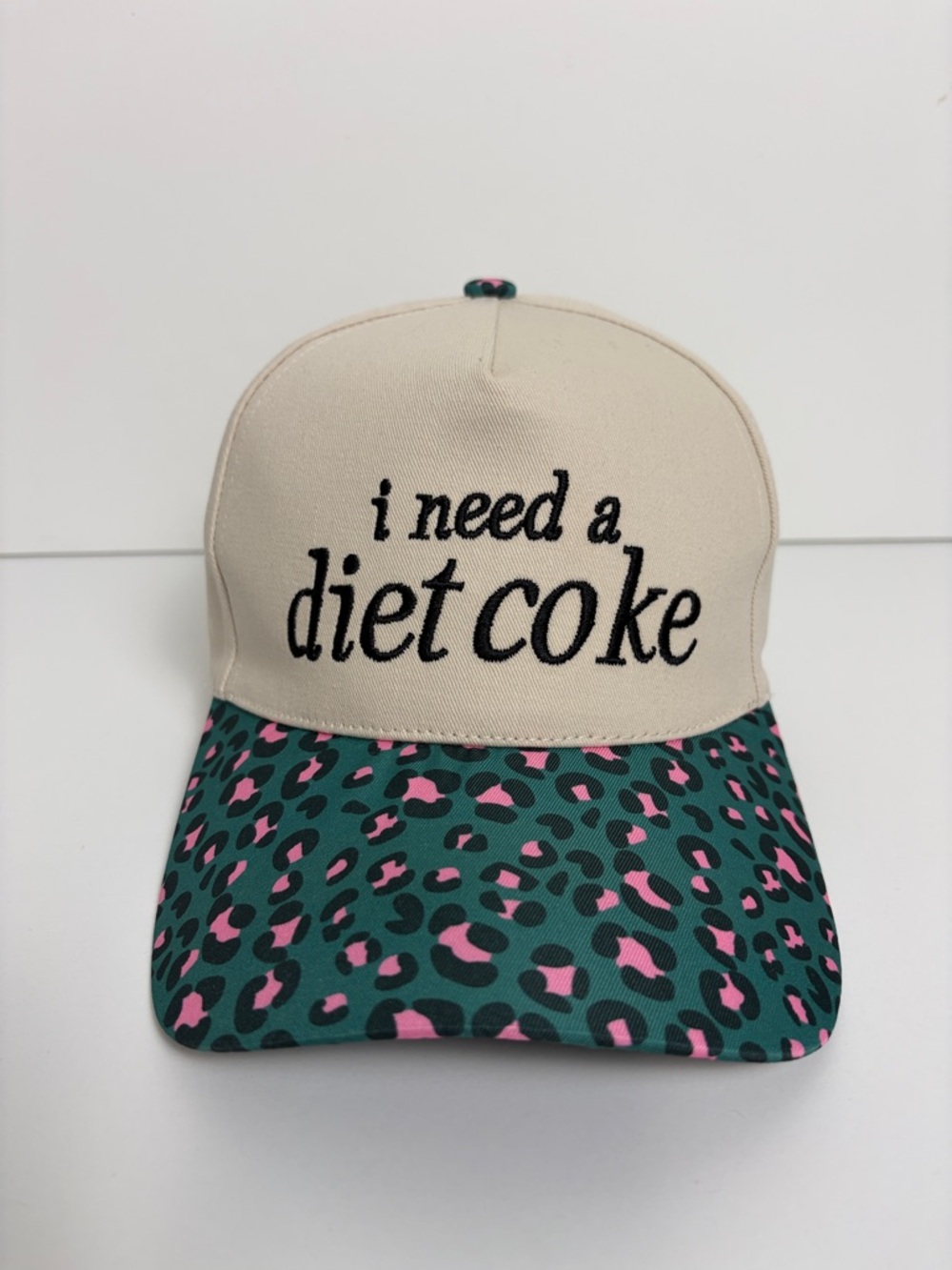 I Need A Diet Coke Women’s Leopard Print Bill Hat Baseball Cap Adjustable NWOT